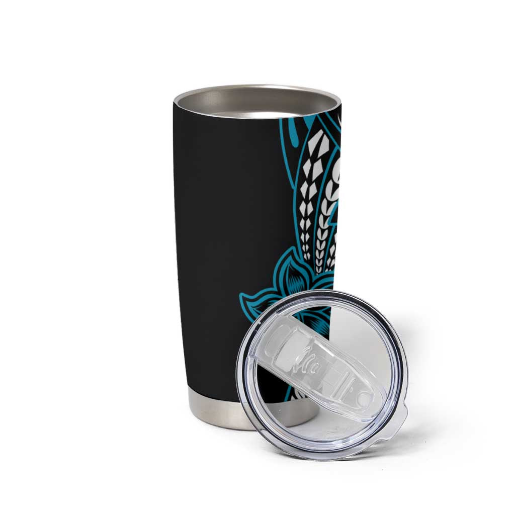 Polynesian Plumeria Floral Tattoo Pattern Tumbler Cup Blue Style LT9 - Polynesian Pride