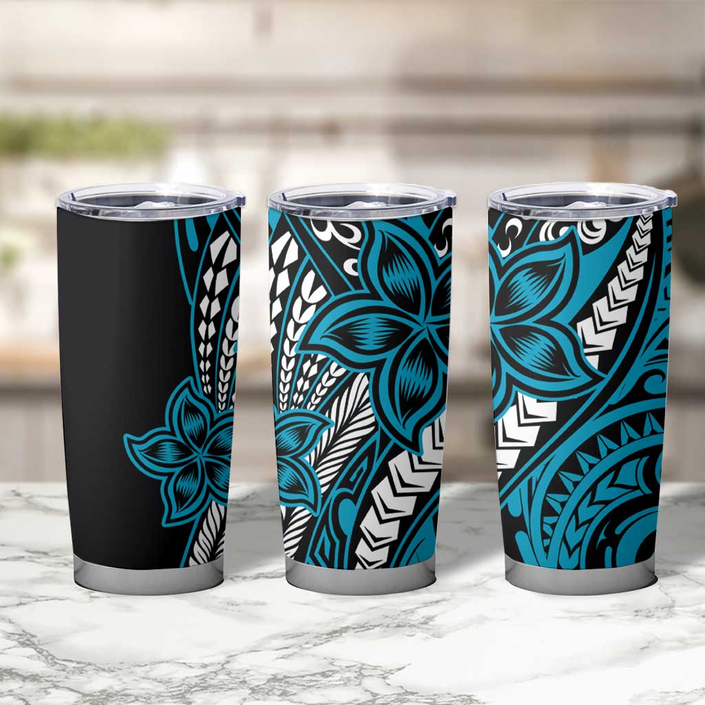 Polynesian Plumeria Floral Tattoo Pattern Tumbler Cup Blue Style LT9 - Polynesian Pride