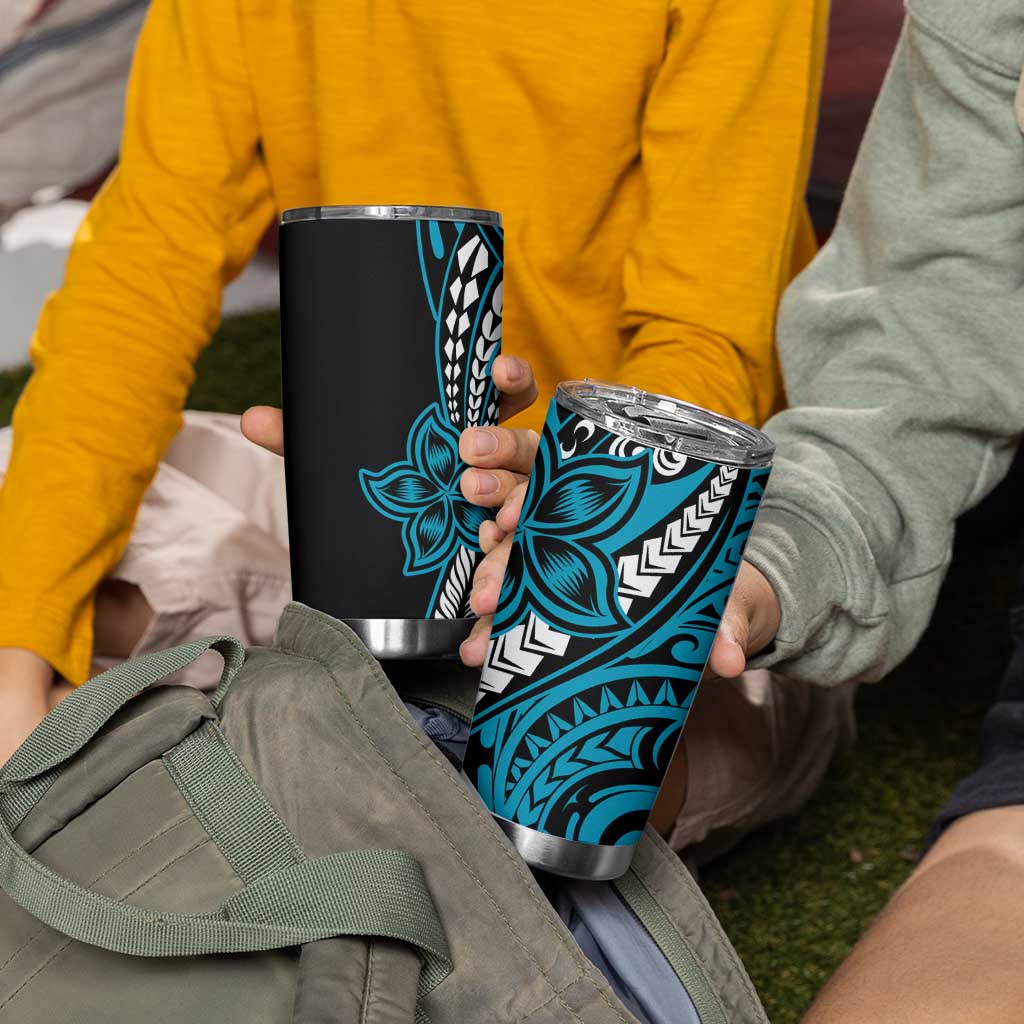 Polynesian Plumeria Floral Tattoo Pattern Tumbler Cup Blue Style LT9 - Polynesian Pride