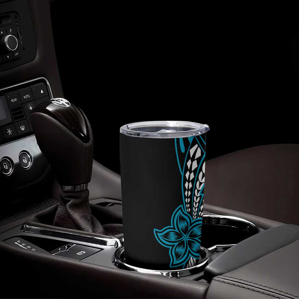 Polynesian Plumeria Floral Tattoo Pattern Tumbler Cup Blue Style LT9 - Polynesian Pride