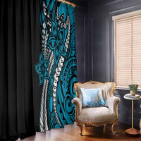 Polynesian Plumeria Floral Tattoo Pattern Window Curtain Blue Style LT9 - Polynesian Pride