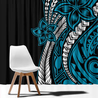 Polynesian Plumeria Floral Tattoo Pattern Window Curtain Blue Style LT9 - Polynesian Pride