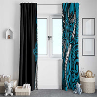 Polynesian Plumeria Floral Tattoo Pattern Window Curtain Blue Style LT9 - Polynesian Pride