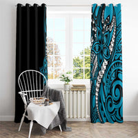 Polynesian Plumeria Floral Tattoo Pattern Window Curtain Blue Style LT9 - Polynesian Pride