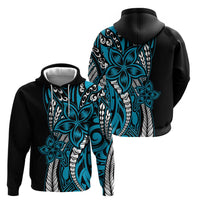 Polynesian Plumeria Floral Tattoo Pattern Zip Hoodie Bllue Style