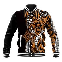 Polynesian Plumeria Floral Tattoo Pattern Baseball Jacket Gold Style LT9 Unisex Gold - Polynesian Pride