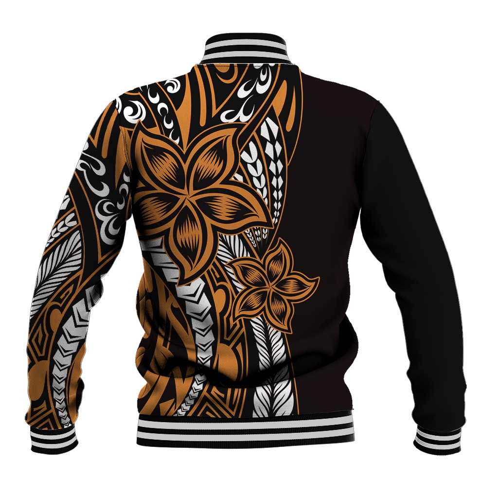 Polynesian Plumeria Floral Tattoo Pattern Baseball Jacket Gold Style LT9 - Polynesian Pride