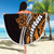 Polynesian Plumeria Floral Tattoo Pattern Beach Blanket Gold Style