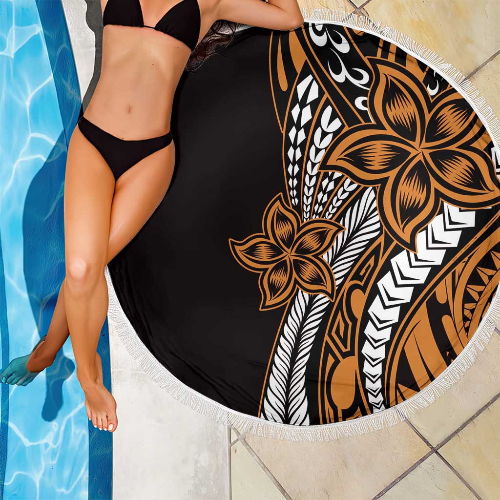 Polynesian Plumeria Floral Tattoo Pattern Beach Blanket Gold Style LT9 - Polynesian Pride