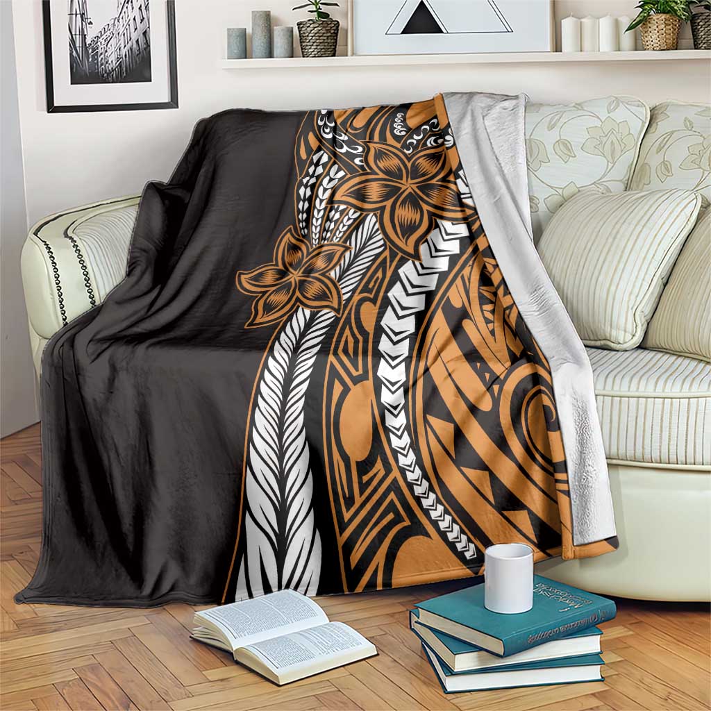 Polynesian Plumeria Floral Tattoo Pattern Blanket Gold Style LT9 Gold - Polynesian Pride