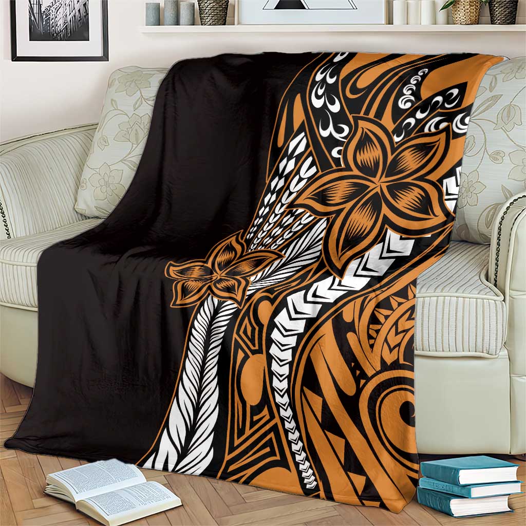Polynesian Plumeria Floral Tattoo Pattern Blanket Gold Style LT9 - Polynesian Pride