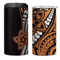 Polynesian Plumeria Floral Tattoo Pattern 4 in 1 Can Cooler Tumbler Gold Style LT9 One Size: 16 oz Gold - Polynesian Pride