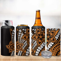 Polynesian Plumeria Floral Tattoo Pattern 4 in 1 Can Cooler Tumbler Gold Style LT9 - Polynesian Pride