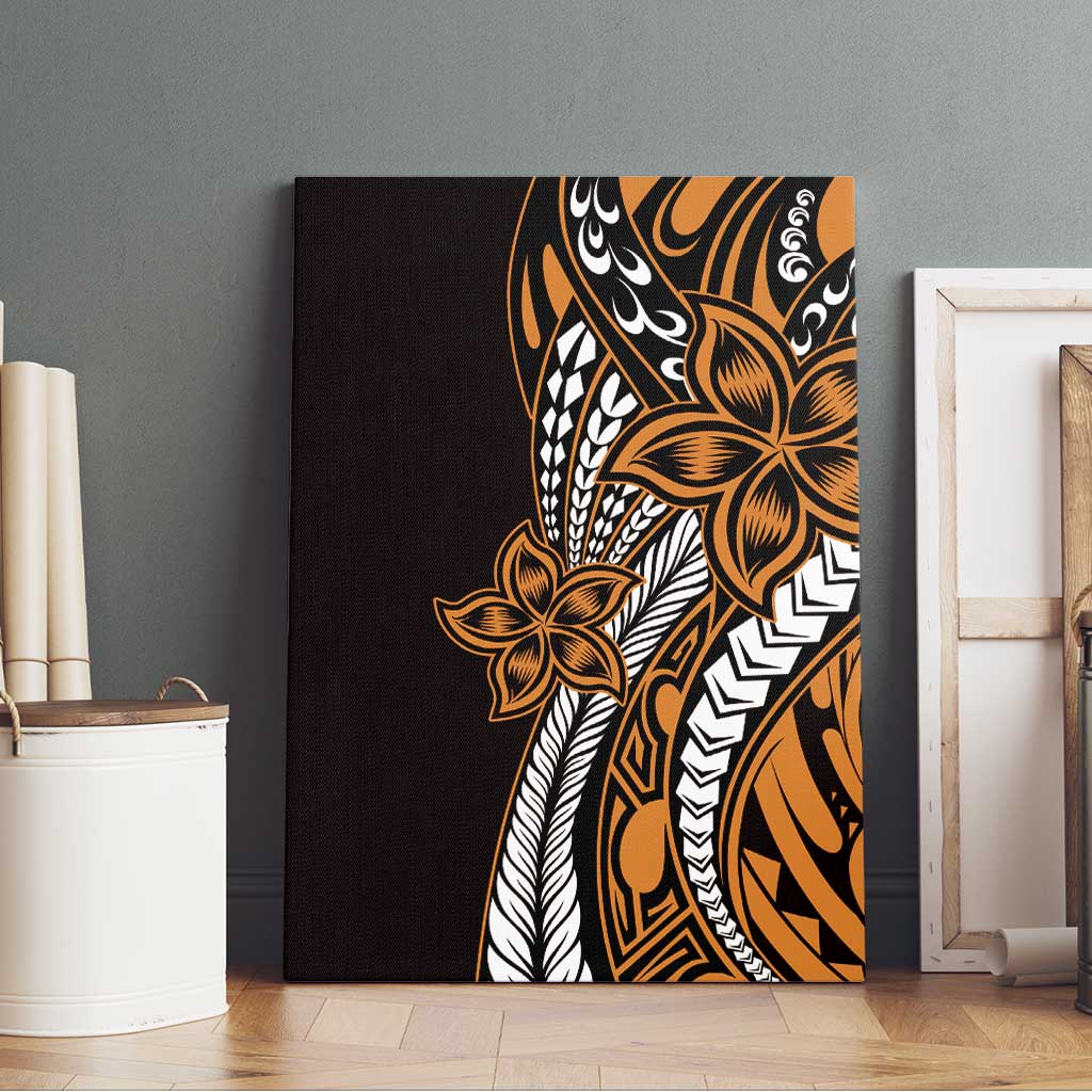 Polynesian Plumeria Floral Tattoo Pattern Canvas Wall Art Gold Style LT9 - Polynesian Pride