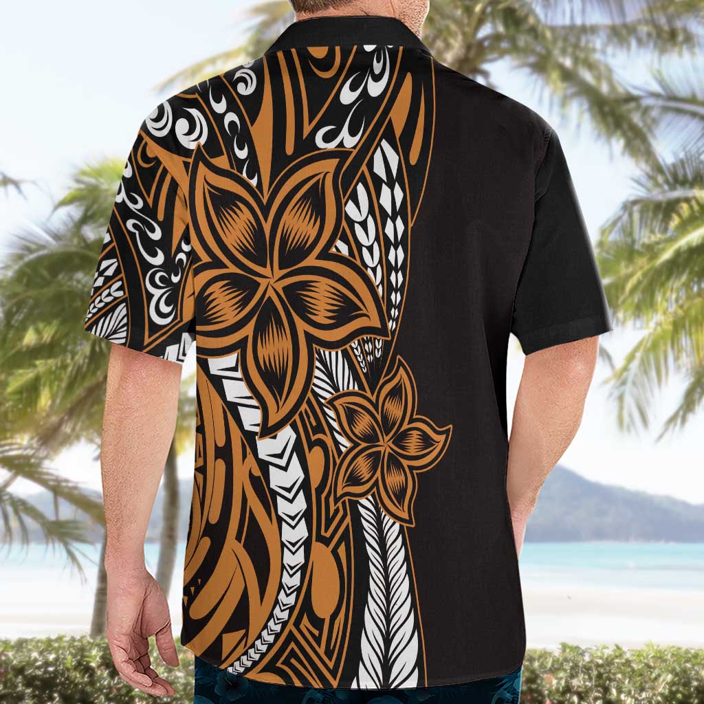 Polynesian Plumeria Floral Tattoo Pattern Hawaiian Shirt Gold Style LT9 - Polynesian Pride