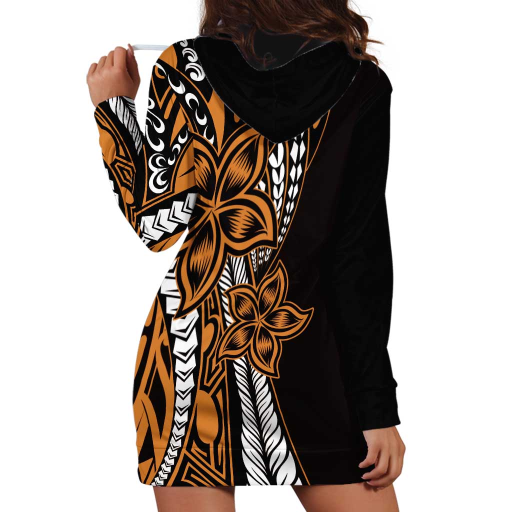 Polynesian Plumeria Floral Tattoo Pattern Hoodie Dress Gold Style LT9 - Polynesian Pride