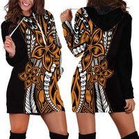 Polynesian Plumeria Floral Tattoo Pattern Hoodie Dress Gold Style LT9 - Polynesian Pride