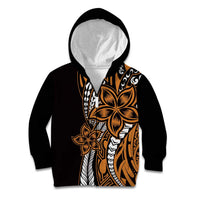 Polynesian Plumeria Floral Tattoo Pattern Kid Hoodie Gold Style