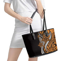 Polynesian Plumeria Floral Tattoo Pattern Leather Tote Bag Gold Style LT9 - Polynesian Pride