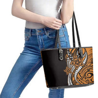 Polynesian Plumeria Floral Tattoo Pattern Leather Tote Bag Gold Style LT9 - Polynesian Pride