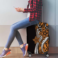 Polynesian Plumeria Floral Tattoo Pattern Luggage Cover Gold Style