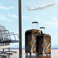 Polynesian Plumeria Floral Tattoo Pattern Luggage Cover Gold Style