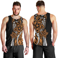 Polynesian Plumeria Floral Tattoo Pattern Men Tank Top Gold Style LT9 - Polynesian Pride