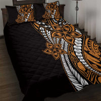 Polynesian Plumeria Floral Tattoo Pattern Quilt Bed Set Gold Style LT9 Gold - Polynesian Pride