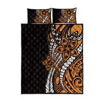 Polynesian Plumeria Floral Tattoo Pattern Quilt Bed Set Gold Style LT9 - Polynesian Pride