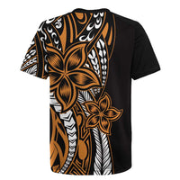 Polynesian Plumeria Floral Tattoo Pattern Rugby Jersey Gold Style