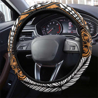 Polynesian Plumeria Floral Tattoo Pattern Steering Wheel Cover Gold Style LT9 - Polynesian Pride