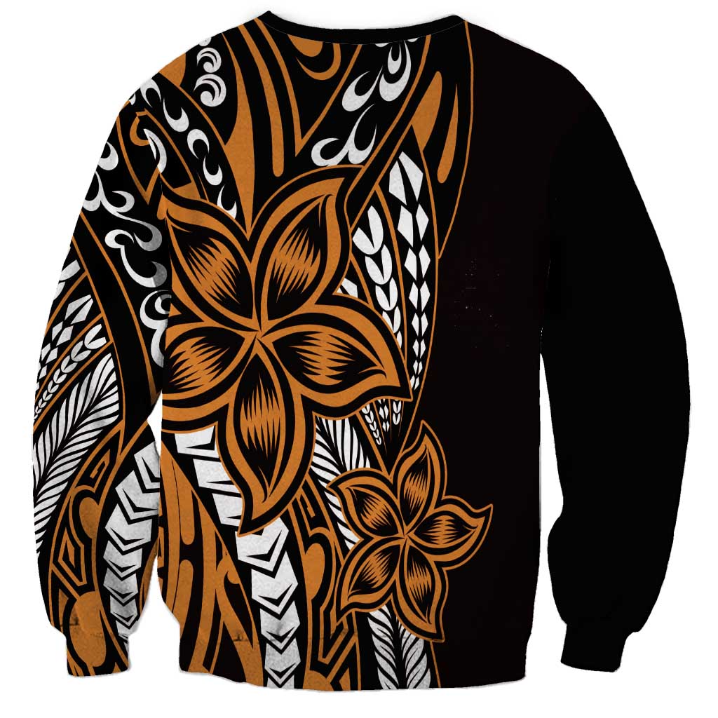 Polynesian Plumeria Floral Tattoo Pattern Sweatshirt Gold Style LT9 - Polynesian Pride