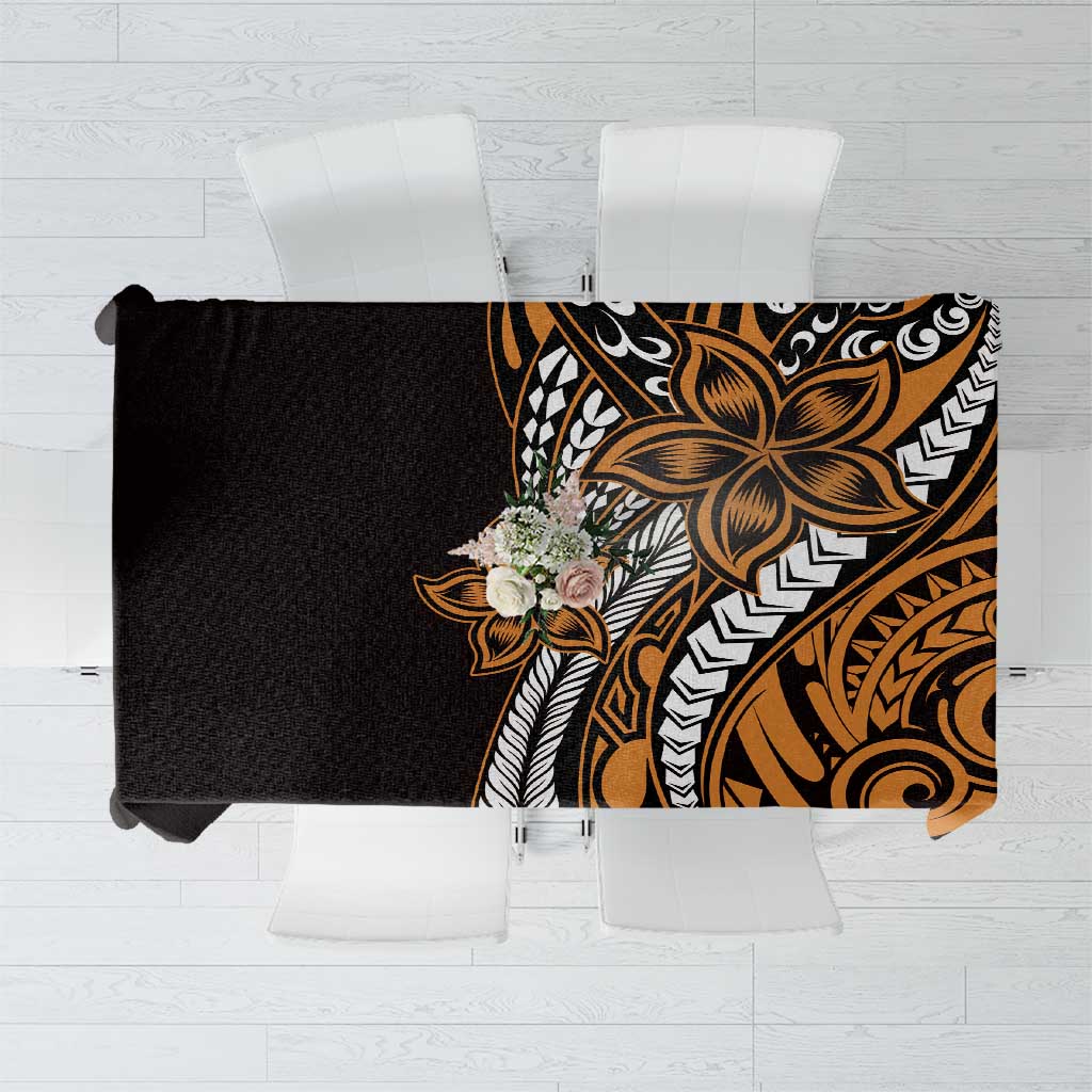 Polynesian Plumeria Floral Tattoo Pattern Tablecloth Gold Style LT9 Gold - Polynesian Pride