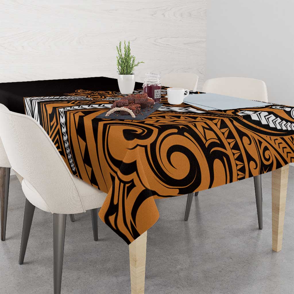 Polynesian Plumeria Floral Tattoo Pattern Tablecloth Gold Style LT9 - Polynesian Pride