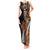 Polynesian Plumeria Floral Tattoo Pattern Tank Maxi Dress Gold Style