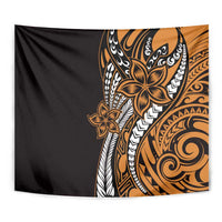 Polynesian Plumeria Floral Tattoo Pattern Tapestry Gold Style