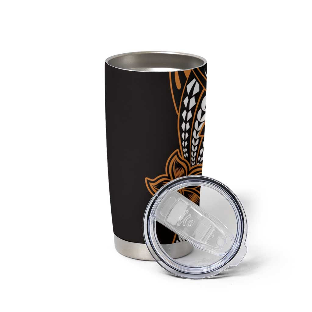 Polynesian Plumeria Floral Tattoo Pattern Tumbler Cup Gold Style LT9 - Polynesian Pride