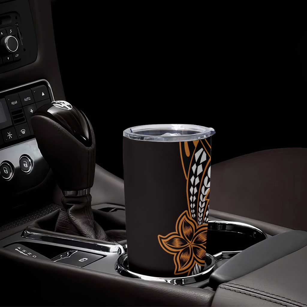 Polynesian Plumeria Floral Tattoo Pattern Tumbler Cup Gold Style LT9 - Polynesian Pride