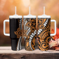 Polynesian Plumeria Floral Tattoo Pattern Tumbler With Handle Gold Style LT9 - Polynesian Pride