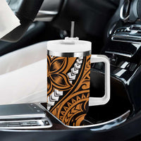 Polynesian Plumeria Floral Tattoo Pattern Tumbler With Handle Gold Style LT9 - Polynesian Pride