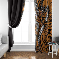 Polynesian Plumeria Floral Tattoo Pattern Window Curtain Gold Style LT9 - Polynesian Pride