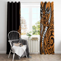Polynesian Plumeria Floral Tattoo Pattern Window Curtain Gold Style LT9 - Polynesian Pride