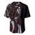 Polynesian Plumeria Floral Tattoo Pattern Baseball Jersey Oxblood Style