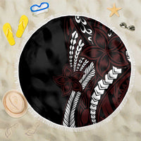 Polynesian Plumeria Floral Tattoo Pattern Beach Blanket Oxblood Style LT9 One Size 150cm Oxblood - Polynesian Pride