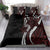 Polynesian Plumeria Floral Tattoo Pattern Bedding Set Oxblood Style