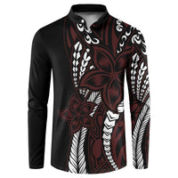 Polynesian Plumeria Floral Tattoo Pattern Button Sweatshirt Oxblood Style LT9 Oxblood - Polynesian Pride