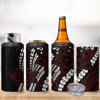 Polynesian Plumeria Floral Tattoo Pattern 4 in 1 Can Cooler Tumbler Oxblood Style LT9 - Polynesian Pride