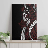 Polynesian Plumeria Floral Tattoo Pattern Canvas Wall Art Oxblood Style LT9 - Polynesian Pride