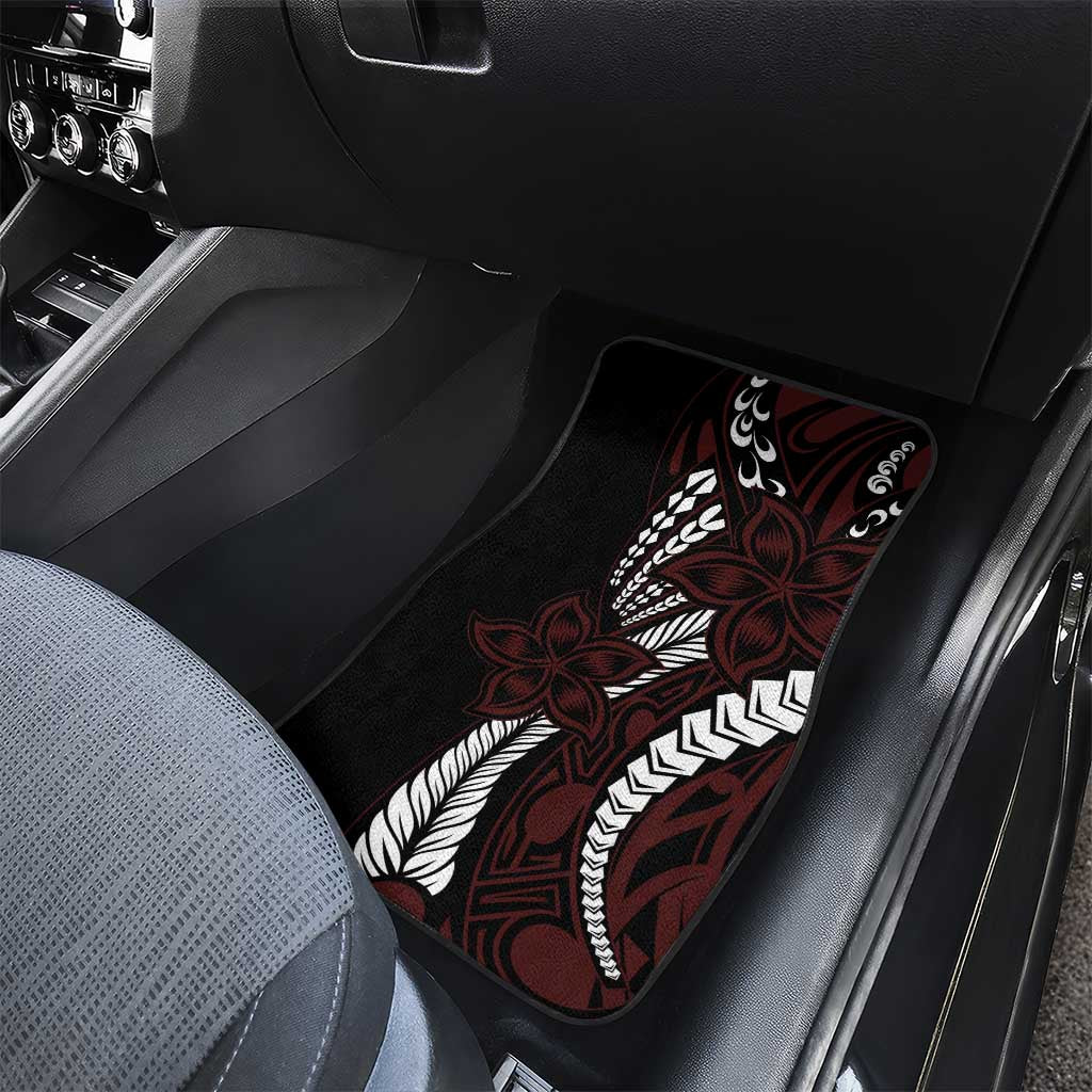 Polynesian Plumeria Floral Tattoo Pattern Car Mats Oxblood Style LT9 - Polynesian Pride
