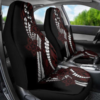 Polynesian Plumeria Floral Tattoo Pattern Car Seat Cover Oxblood Style